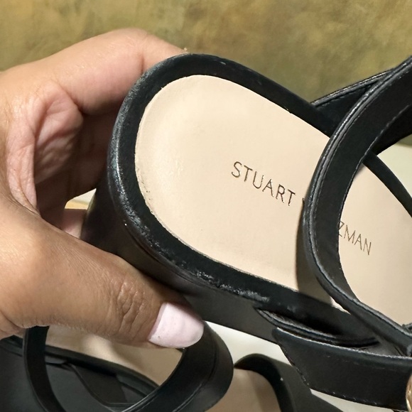 🌹STUART WEITZMAN🌹 Ave Strappy Wedge Sandals In Black Size: 7.5 - Picture 13 of 15